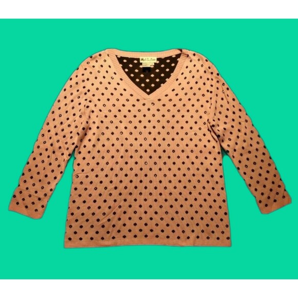 Mel & Lisa Women Top Long Sleeve Pink Polka Dot Rhinestone Size M Barbiecore - Picture 1 of 6